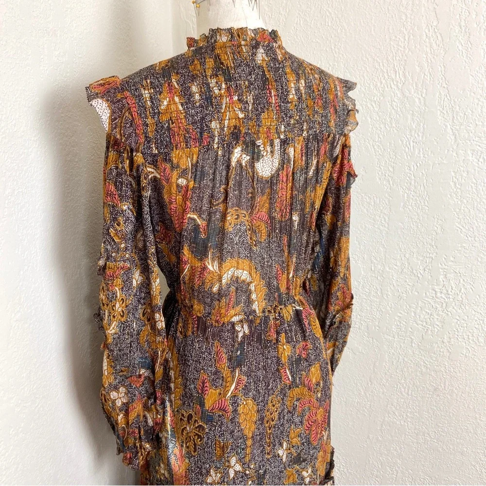 $650 Ulla Johnson RARE! Paola Silk Lurex Midi Dress - Picture 7 of 15
